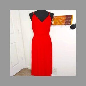 Lulus Red Strappy Crepe Pleated Dress size Medium